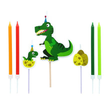 Load image into Gallery viewer, 7 Dinosaur Cake Topper Candles