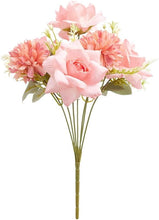 Load image into Gallery viewer, Mixed Artificial Silk Flower Bouquet - Modern Rose, Dandelions & Foliage (Sweet Pink)