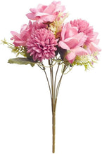 Load image into Gallery viewer, Mixed Artificial Silk Flower Bouquet - Modern Rose, Dandelions & Foliage (Rose Pink)