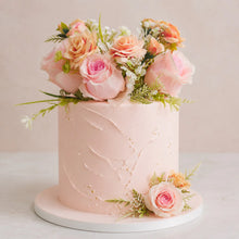 Load image into Gallery viewer, Artificial Silk Rose & Foliage Bouquet (Peach & Soft Orange)