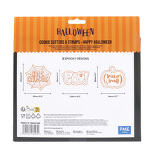 Load image into Gallery viewer, Halloween Cookie Cutters & Stamps - Happy Halloween (Set of 3)