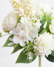 Load image into Gallery viewer, Silk Artificial Flower Bouquet - Philippine Roses, Peonies, Dandelion Flower Balls & Foliage (Cream White)