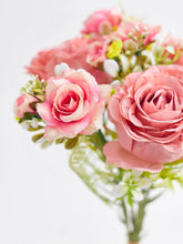 Load image into Gallery viewer, Artificial Silk Rose & Foliage Bouquet (Pink)