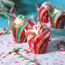 Load image into Gallery viewer, Christmas Tulip Muffin Cases - Candy Cane (Pack of 24)