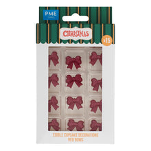 Load image into Gallery viewer, Red Bows Edible Cupcake Decorations Pk/15 (10.89g)