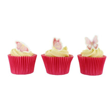 Load image into Gallery viewer, Pink & Gold Butterflies Sugar Decorations - Pack of 16 (CLICK & COLLECT ONLY)