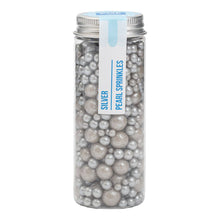 Load image into Gallery viewer, Mixed Size Pearl Sprinkles - Silver (76g / 2.68oz)