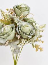 Load image into Gallery viewer, Artificial Silk Rose, Anemone & Foliage Bouquet (Sage)