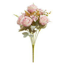 Load image into Gallery viewer, Artificial Silk Rose, Anemone & Foliage Bouquet (Chalk Pink)
