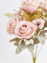 Load image into Gallery viewer, Artificial Silk Rose, Anemone & Foliage Bouquet (Chalk Pink)