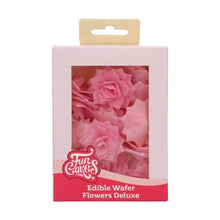 Load image into Gallery viewer, Pink Medium Rose Rosalia Deluxe Wafer Flowers Pack Of 15