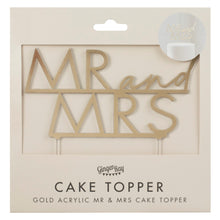 Load image into Gallery viewer, Gold Acrylic Mr & Mrs Wedding Cake Topper