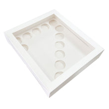 Load image into Gallery viewer, 3.5" Deep Holds 12 White Number-Shaped Cupcake Box