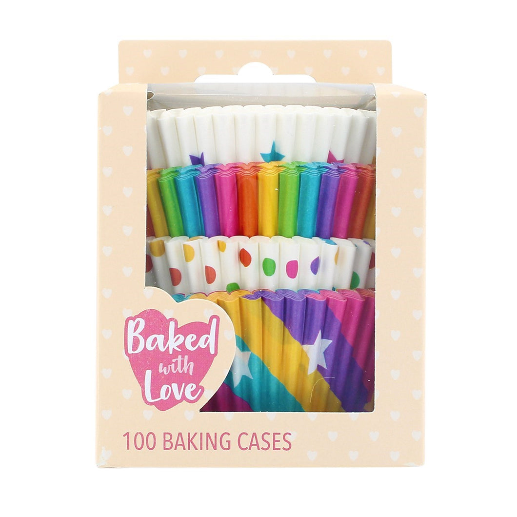 100 Rainbow Baking Cases