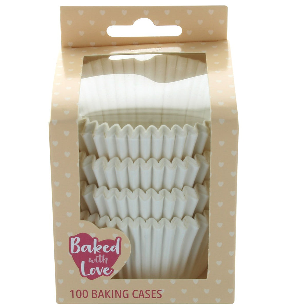 100 White Greaseproof Baking Cases