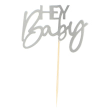 Load image into Gallery viewer, Hey Baby Sage Baby Shower Cupcake Toppers