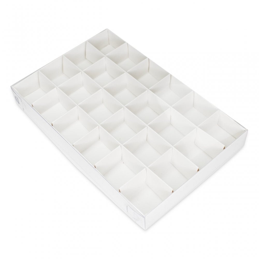 Holds 24 White Chocolate Box With Full Clear Lid - Pack of 2