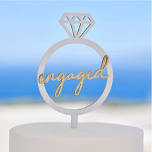 Load image into Gallery viewer, Wooden Engagement Ring Cake Topper