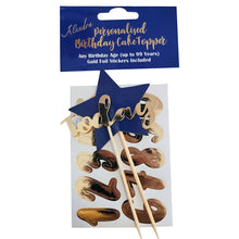 Load image into Gallery viewer, Any Age Navy &amp; Gold &#39;Today&#39; Cake Topper
