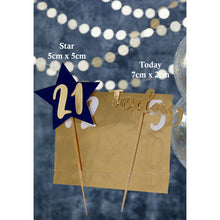 Load image into Gallery viewer, Any Age Navy &amp; Gold &#39;Today&#39; Cake Topper
