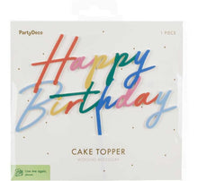Load image into Gallery viewer, Multi Colour Acrylic Happy Birthday Cake Topper
