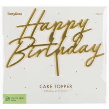Load image into Gallery viewer, Mirror Gold Acrylic Happy Birthday Cake Topper
