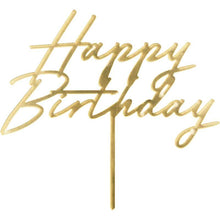 Load image into Gallery viewer, Mirror Gold Acrylic Happy Birthday Cake Topper
