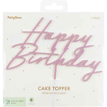 Load image into Gallery viewer, Pink Acrylic Happy Birthday Cake Topper
