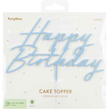 Load image into Gallery viewer, Misty Blue Acrylic Happy Birthday Cake Topper
