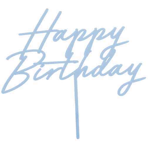 Misty Blue Acrylic Happy Birthday Cake Topper