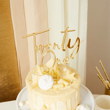 Load image into Gallery viewer, Gold &#39;Twenty One&#39; Acrylic Cake Topper
