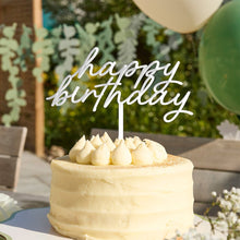 Load image into Gallery viewer, White 'Happy' Birthday' Acrylic Cake Topper
