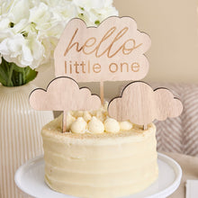 Load image into Gallery viewer, Hello Little One Wooden Cake Topper Set
