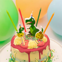 Load image into Gallery viewer, 7 Dinosaur Cake Topper Candles
