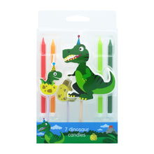 Load image into Gallery viewer, 7 Dinosaur Cake Topper Candles
