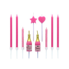 Load image into Gallery viewer, 10 Pink Fizz Cake Topper Candles
