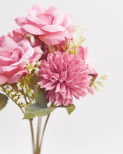 Load image into Gallery viewer, Mixed Artificial Silk Flower Bouquet - Modern Rose, Dandelions &amp; Foliage (Rose Pink)
