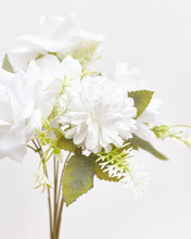 Load image into Gallery viewer, Mixed Artificial Silk Flower Bouquet - Modern Rose, Dandelions &amp; Foliage (Frost White)
