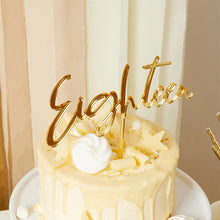 Load image into Gallery viewer, Gold &#39;Eighteen&#39; Acrylic Cake Topper
