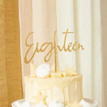Load image into Gallery viewer, Gold &#39;Eighteen&#39; Acrylic Cake Topper
