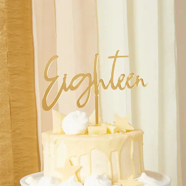 Gold 'Eighteen' Acrylic Cake Topper