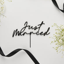 Load image into Gallery viewer, Black &#39;Just Married&#39; Acrylic Cake Topper
