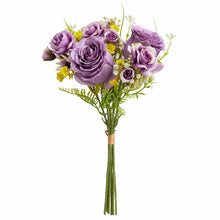 Load image into Gallery viewer, Artificial Silk Rose &amp; Foliage Bouquet (Lilac &amp; Purple)
