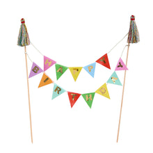 Load image into Gallery viewer, Happy Birthday Bunting Card Cake Topper &amp; Thread Tassels

