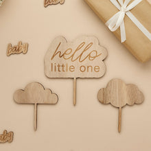 Load image into Gallery viewer, Hello Little One Wooden Cake Topper Set
