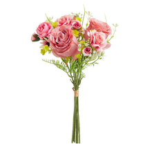 Load image into Gallery viewer, Artificial Silk Rose &amp; Foliage Bouquet (Pink)
