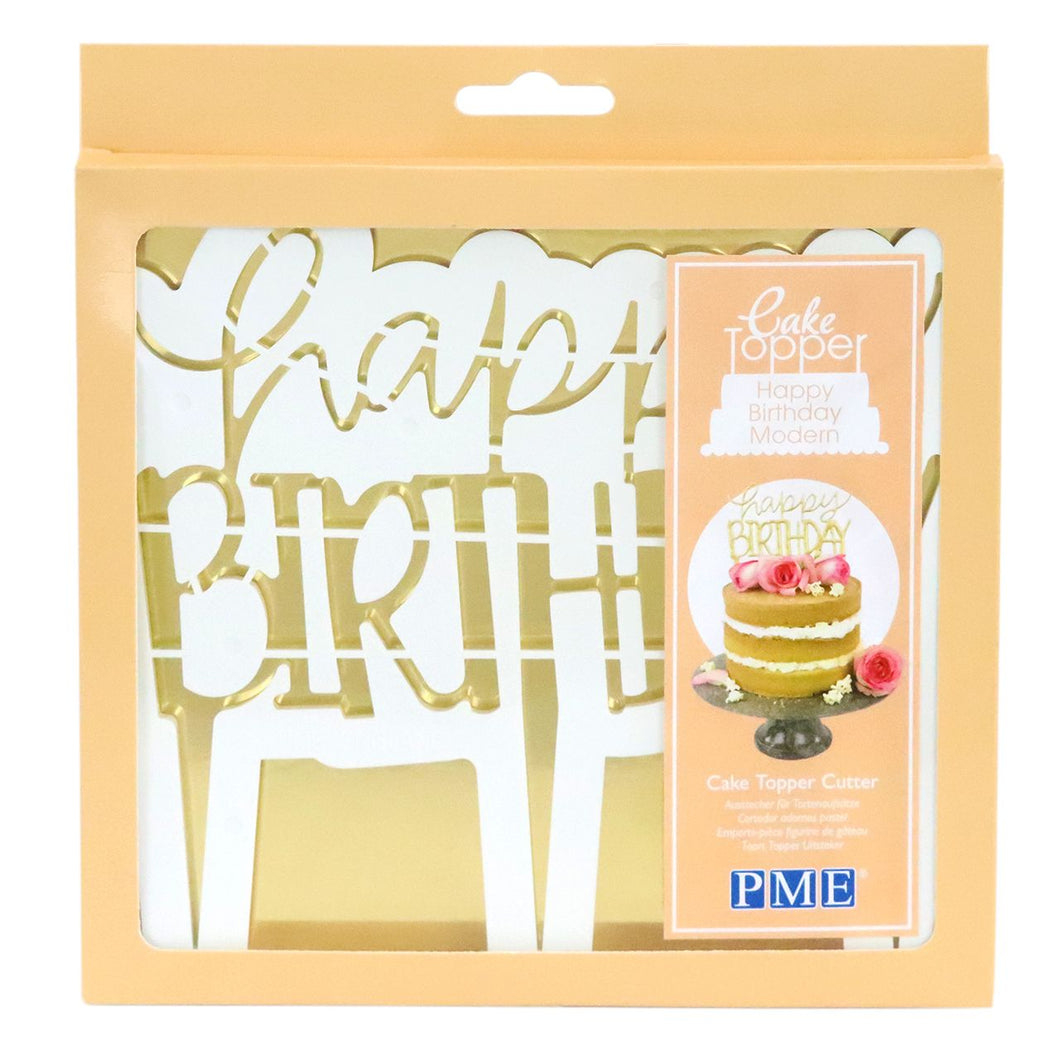 Happy Birthday Modern Cake Topper Cutter