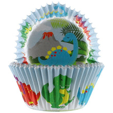 Load image into Gallery viewer, Foil Lined Dinosaur Baking Cases 25 Pack
