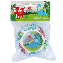 Load image into Gallery viewer, Foil Lined Dinosaur Baking Cases 25 Pack
