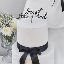 Load image into Gallery viewer, Black &#39;Just Married&#39; Acrylic Cake Topper
